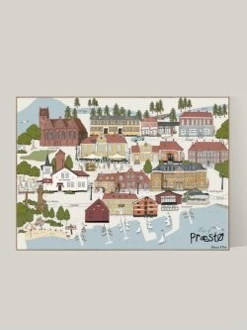 Map of Præstø A3 poster