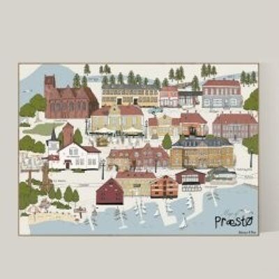 Map of Præstø A3 poster