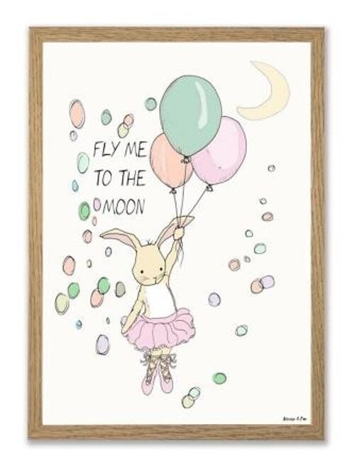 Fly me to the moon - Girl A4 poster