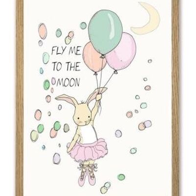 Fly me to the moon - Affiche fille A4