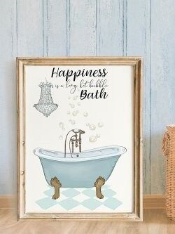 Happiness is a hot Bath A3 poster