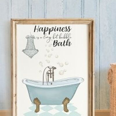 Happiness is a hot Bath A3 Poster