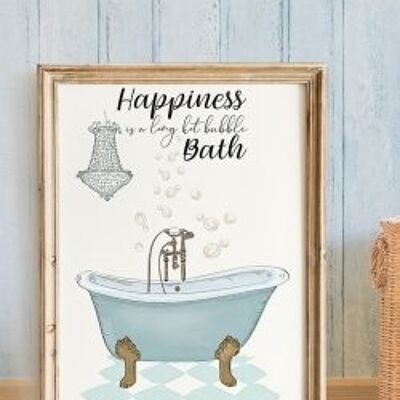 Happiness is a hot Bath A3 poster
