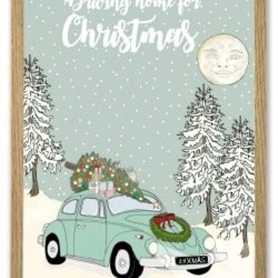 Conducir a casa para el cartel de Navidad A4
