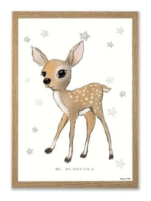 Baby Be playful Bambi A4 poster
