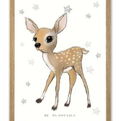 Baby Be verspieltes Bambi A4-Poster