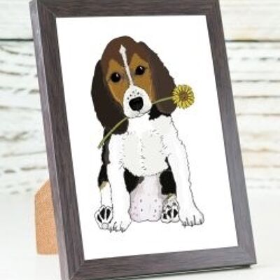 Dog with flower A6 card