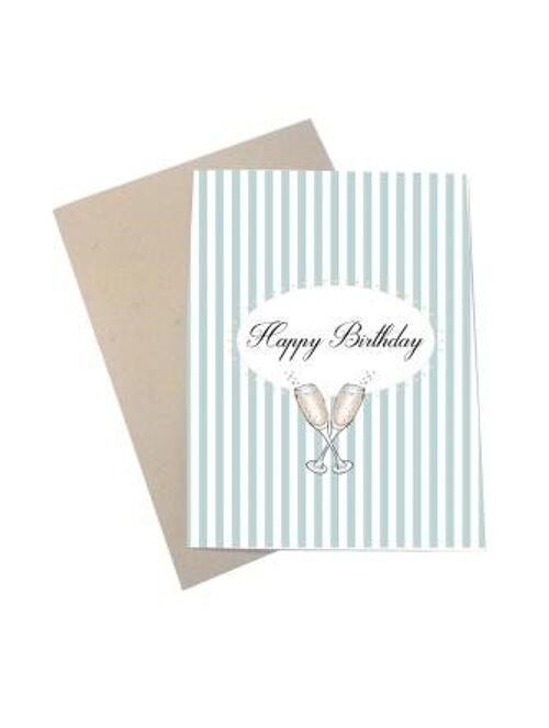 Happy Birthday (Striped) A6 card
