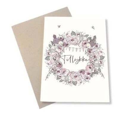 Fiore rosa Congratulazioni DK A6 card