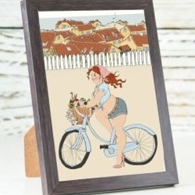 Rosie - tarjeta A6 de picnic en bicicleta