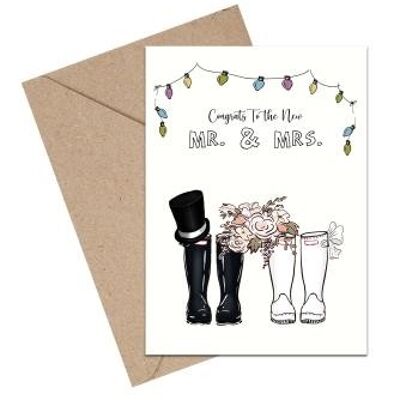 To the new Mr. & Mrs. Rubber boots A6 card