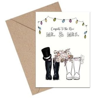 To the new Mr. & Mrs. Rubber boots A6 card