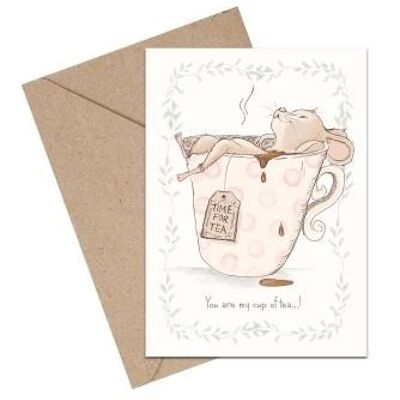 Mouse in cup A6 card