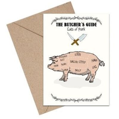The Butchers Guide - Carne de cerdo A6 tarjeta