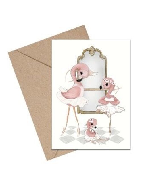 Flamingo Ballet school A6 card