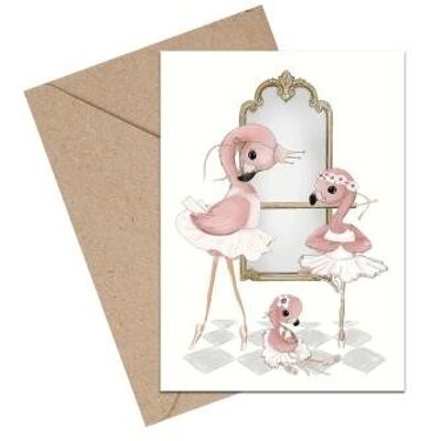 Flamingo Ballet school A6 card
