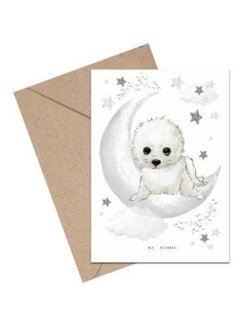 Baby Be kind seal A6 card