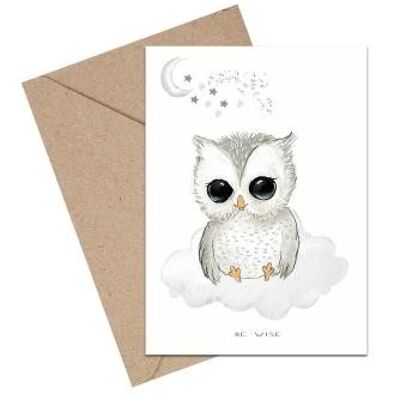 Carte A6 Baby Be Wise Hibou