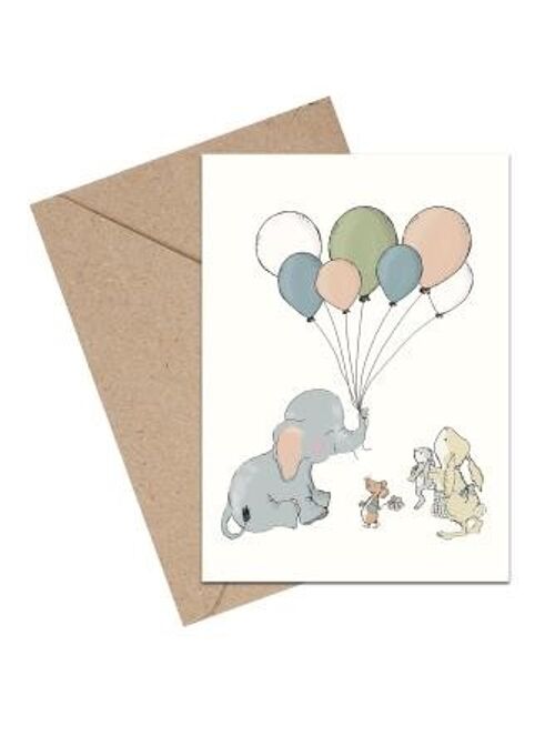 Elephant Balloon A6 kort