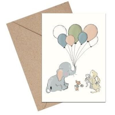 Carte A6 Ballon Éléphant