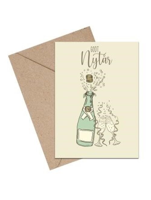 Happy New Year with champagne bottle DK A6 card