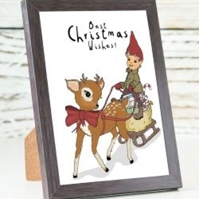 Little Deer and Tiny Elf A6 card
