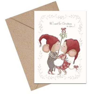 Carte A6 souris de Noël