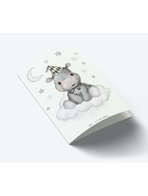 Baby Be storng Hippopotamus A7 card