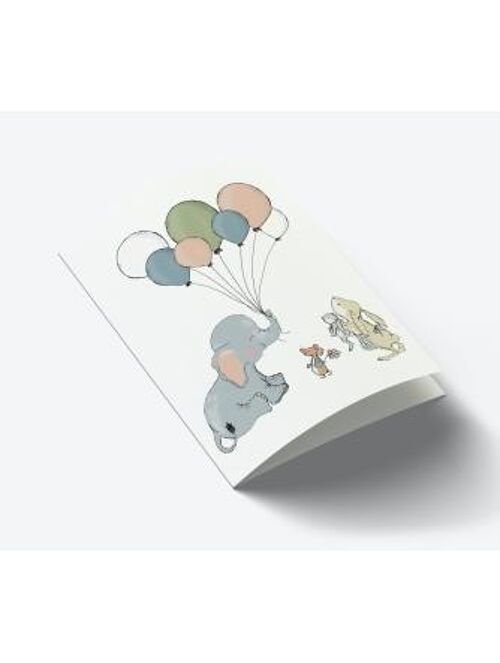 Elephant balloon A7 card