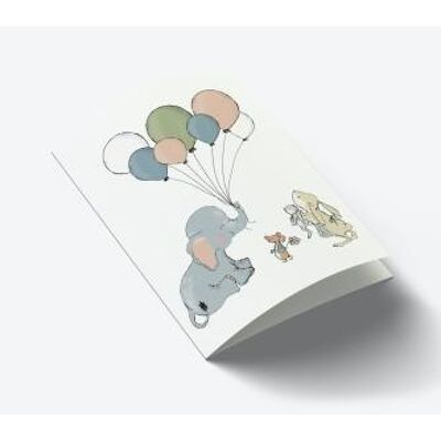 Elephant balloon A7 card