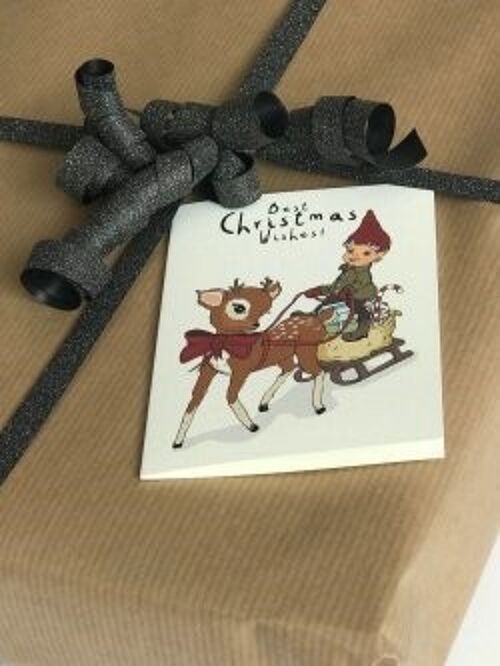 Little deer and tiny elf A7 card