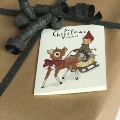 Little deer and tiny elf A7 card