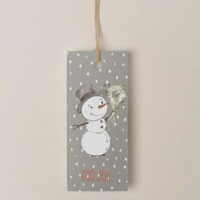 Joyeux Noël avec bonhomme de neige - Etiquette suspendue