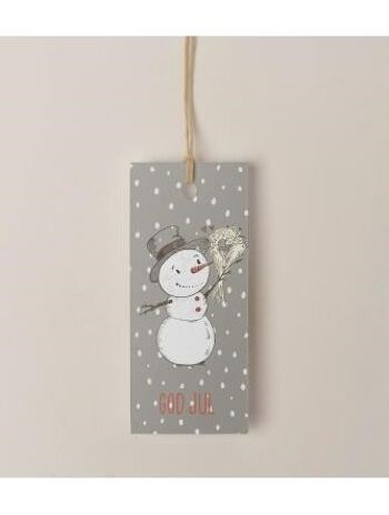 Joyeux Noël avec bonhomme de neige - Etiquette suspendue