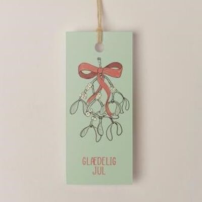 Merry Christmas with mistletoe - Hang tag