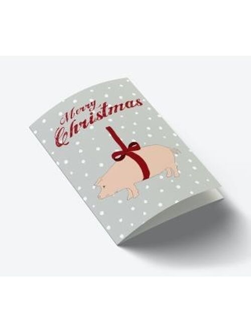 Christmas Marzipan Pig A7 card