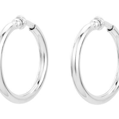 Traveller Hoop clip earrings platinum plated - 33 mm - 155051