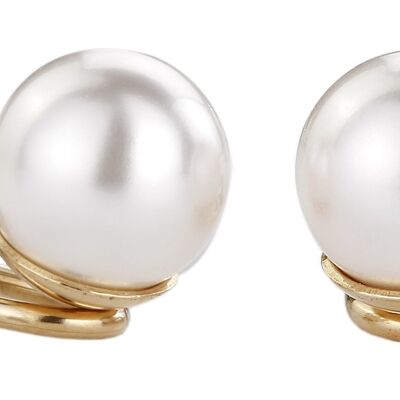 Traveller Clip Earrings white 10mm Pearl Gold plated - 700010