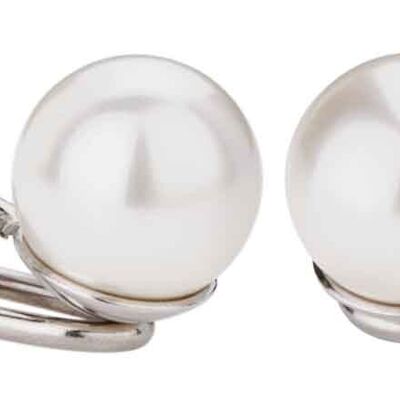 Traveller Clip Earrings white 10mm Pearl Platinum plated - 700110
