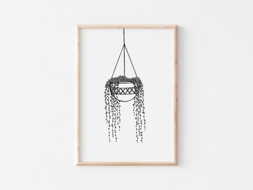 Black and White String of Pearls Print A4