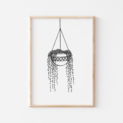 Black and White String of Pearls Print A5