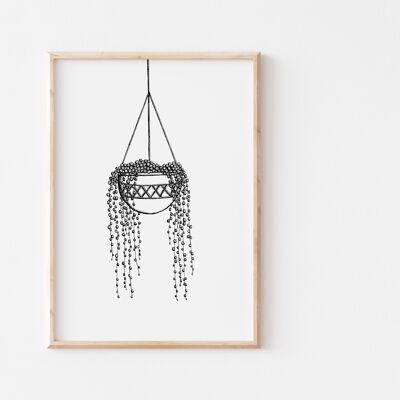 Black and White String of Pearls Print A5