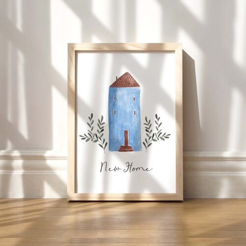 Kunstdruck "New Home blau" | verschiedene Größen - A4