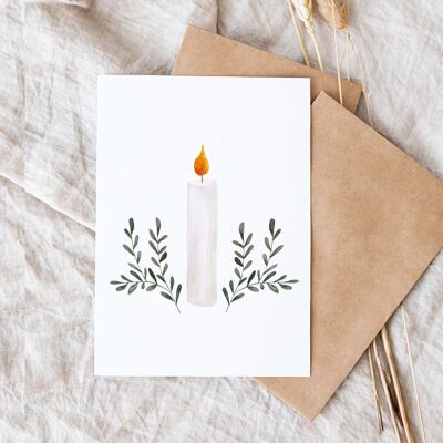 Folded card "Christmas candle white"
