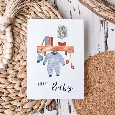 Biglietto pieghevole "Hello Baby Romper" | nascita