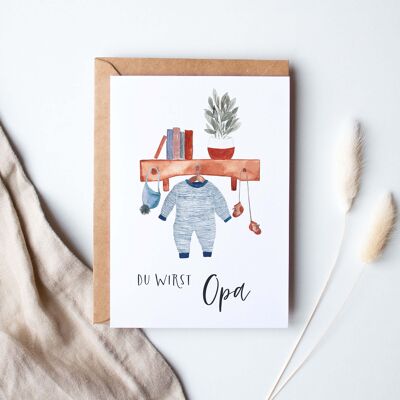 Tarjeta plegable "Hello Baby Romper" | serás abuelo