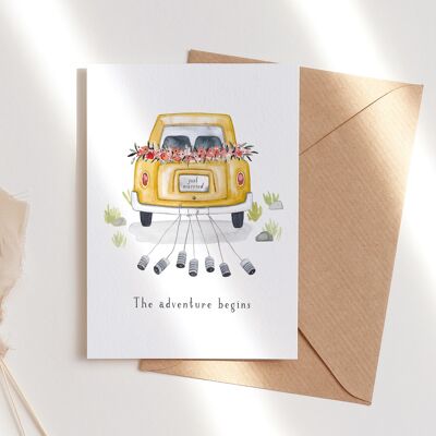 Folding card "Wedding car" | wedding | different colors - yellow