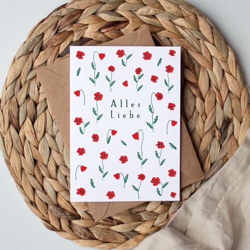 Faltkarte "Alles Liebe Mohnblüten"