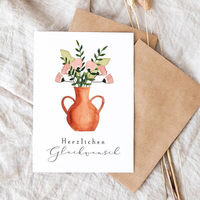 Folded card "Bouquet in vase"