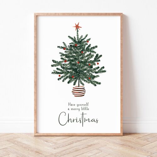 Kunstdruck "Weihnachtsbaum mit Spruch" | verschiedene Größen - A5 - Have yourself a merry little Christmas